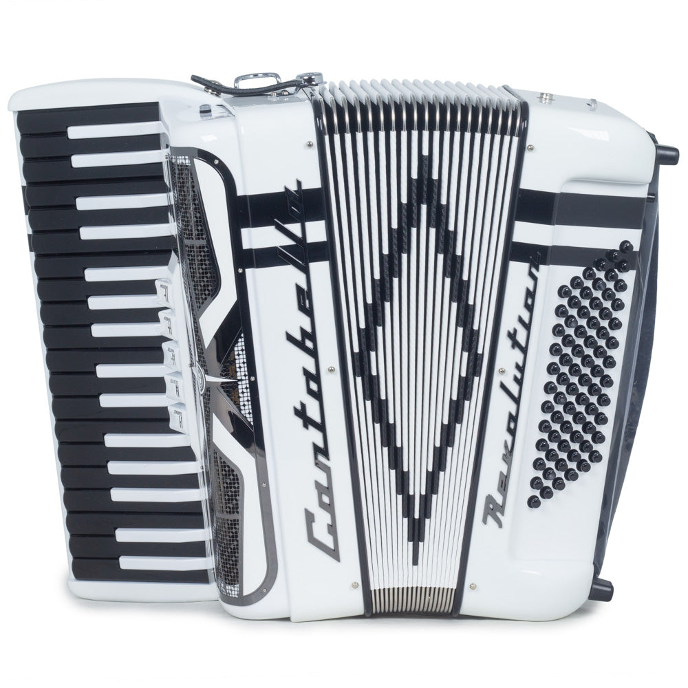 Cantabella Revolution Piano Accordion 5 Switch White with Black